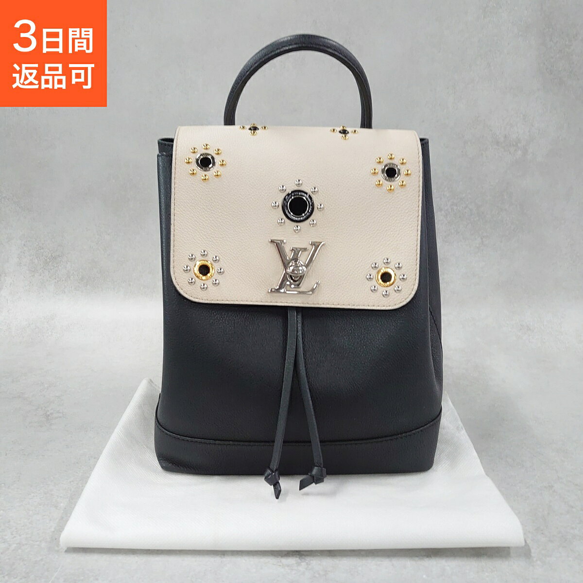 ルイ・ヴィトン ロックミーバックパック 美品 LOUIS VUITTON リュックサック カーフスキン(牛) ブラック/ホワイト M54108 レディース 【中古】