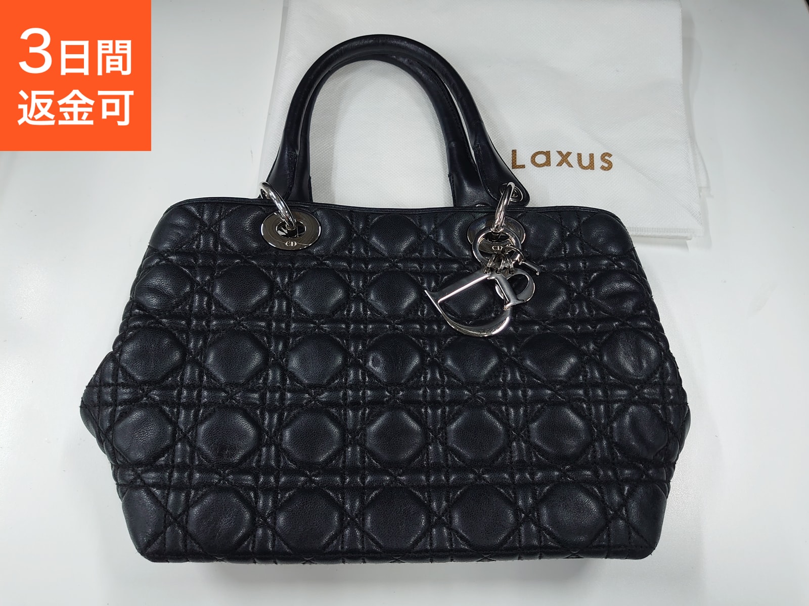 【ポイント5倍&3000円OFFクーポン】 ディオール レディディオール 準美品 Dior ハンドバッグ ラムスキン(羊) ブラック レディース【中古】