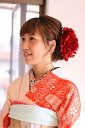 【 SALE 】花結び – 赤い芍薬の髪飾り –成人式に添える大輪の花