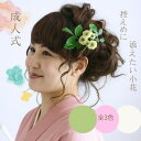 成人式 小さいバラの髪飾り【Uピン付】【全3色】【ソフトピンク・ライトグリーン・ベージュ】【ミニバラと葉の3本セット】【和装】【着物】【成人式】【卒業式】【結婚...