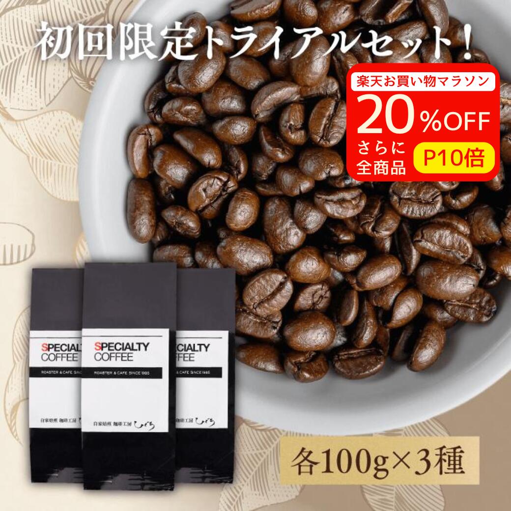 【お試しセット】コーヒー豆 お試し 100g×3種 計300g 約30杯分│自家焙煎 珈琲 飲み比べ 豆 粉 焙煎士 おすすめ トライアル 高品質 ドリップバッグ1個付 ギフト プレゼント 送料無料