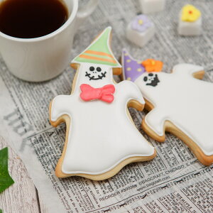HAPPY HALLOWEEN!!メッセージ入り【おばけ(大)】アイシングクッキー 名入れ クッキー ハロウィン　Halloween プチギフト かわいい お菓子