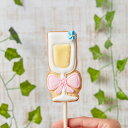 【シャンパンポップ】 アイシングクッキー かわいい お菓子 ギフト 結婚式 フォトプロップス 棒付き　プチギフト