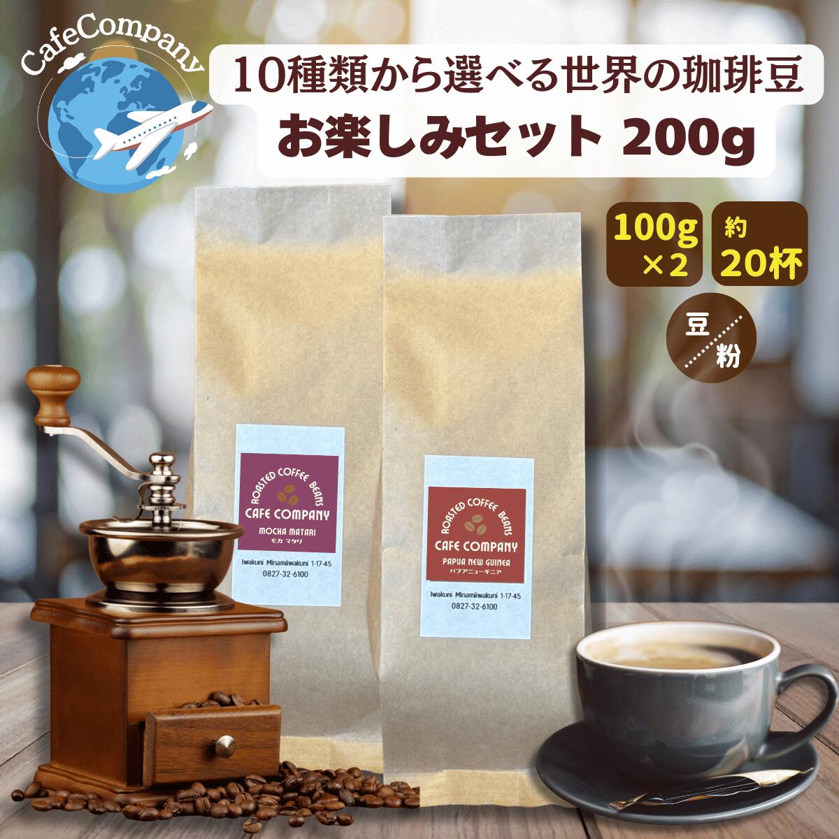 【 福袋 セール 】 自家焙煎 コーヒー豆 200g（100g×2袋）10種類から 選べる シングルオリジン 2種類 セット 送料無料 豆 挽き ブラジル コロンビア マンデリン キリマンジャロ モカ おうちカフェ