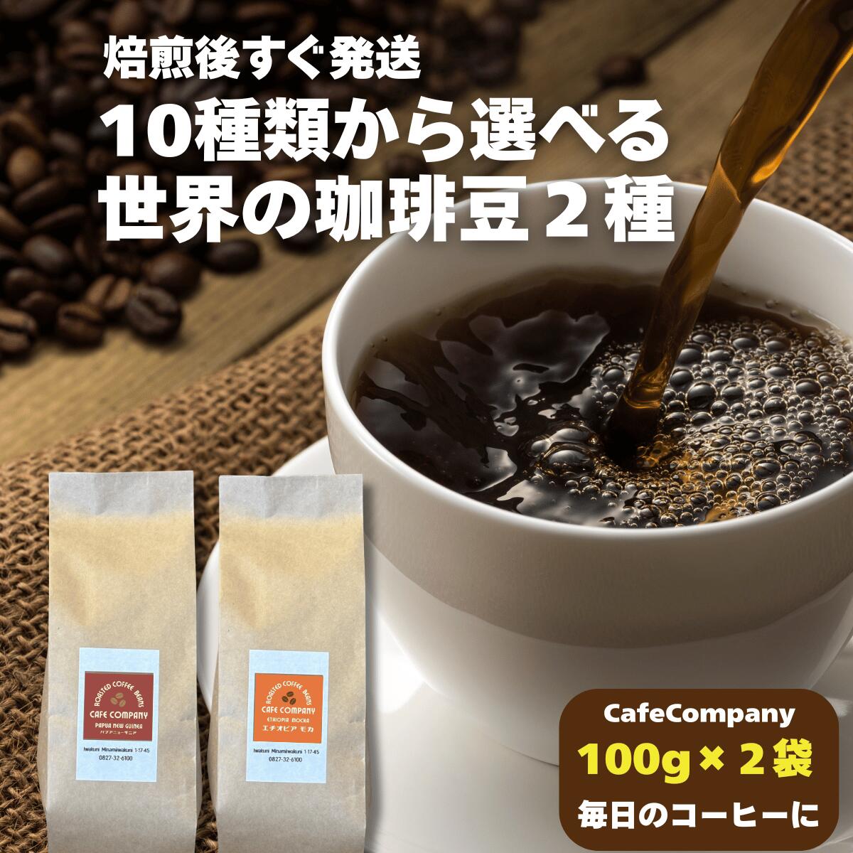 コーヒー豆 200g（100g ×2袋）10種類から 選べる シングルオリジン 2種類 セット 送料無料 豆 挽き ブラジル コロンビア マンデリン キリマンジャロ モカ おうちカフェ 自家焙煎 珈琲 豆 挽き スペシャリティー