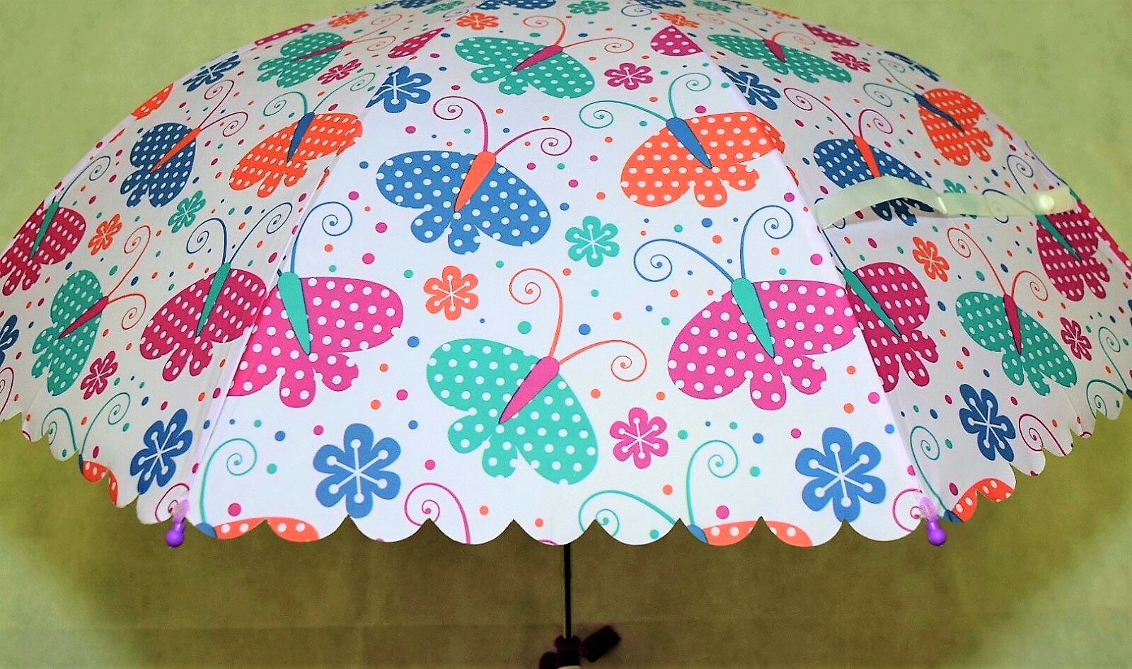 笛付き キッズカサ子供 ビニール ビニール傘 キッズ カサ 子供 傘チョウチョ 蝶 パープル 50CM安全ストッパー付き 手開き鉄線骨 安心設計 視界良好 透明窓安全 軽量 防犯入園 入学 ギフト可愛いスカラップの縁