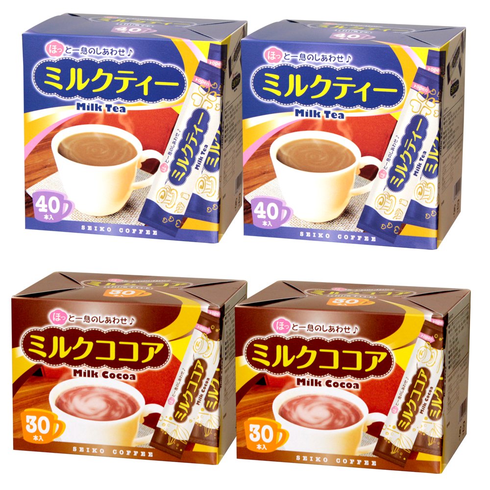 スティック ミルクココア＆ミルクティー各2箱/140本【インスタントコーヒースティック 】【カフェ工房】