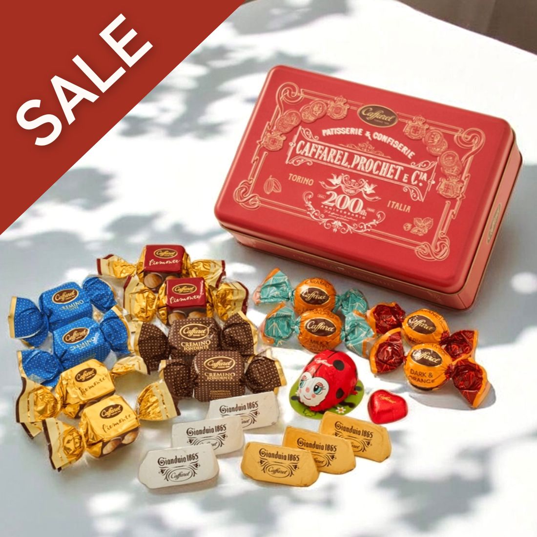 【セール 50％OFF】【公式 】カファレル caffarel　200周年アンティーク缶お菓子 チョコレート 高級チョコ ジャンドゥーヤ イタリア 個包装 詰め合わせ アソート ギフト プチギフト お配り用 缶 お試し お取り寄せスイーツ ご褒美スイーツ かわいい 可愛い