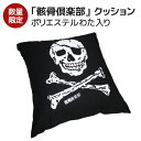 数量限定品 背当クッション 『骸骨倶楽部』 50×50cm 発送日当日わた入れ加工でふっかふか!【背もたれ 50×50cm 国産 スカル柄 日本製 ガイコツ ド...