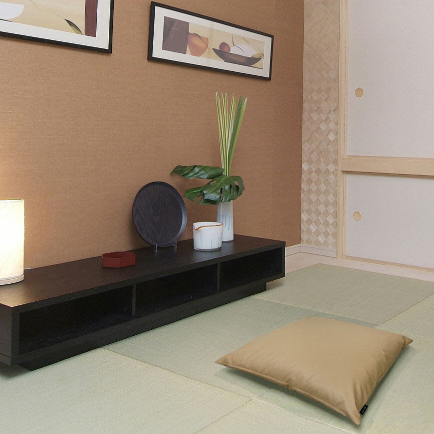 座布団 Modern Fabric 合皮レザー　カバーリング式(脱着式）は発送当日の　わた入...
