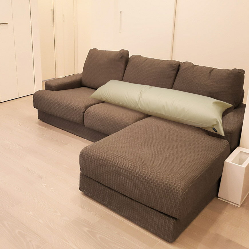 ロング クッション Modern Fabric 合皮レザー カバー脱着式 発送日わた入れ 圧縮梱...
