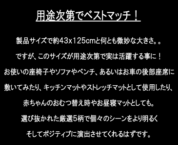 フリークッション 【 Number 5 collection 】わた入り仕様 裏面ノンスリップ素材で滑りにくい！【 国産 日本製 ごろ寝マット カーシート 後部座席 車 キッチンマット ゴロ寝マット 北欧調 お昼寝マット 長ざぶとん ながざぶとん 】