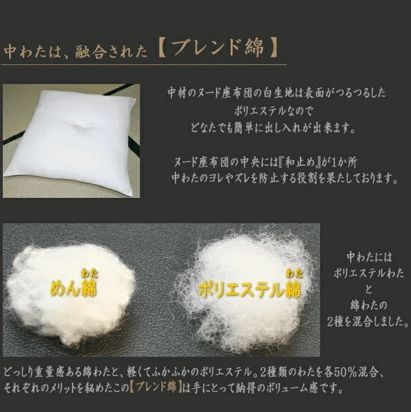 ヌード座布団 八端判 59x63cm カバー用 中材は 綿わた ポリエステルわた との 混合ミックスわた しっとり感とふっくら感の融合 日本製ヌードクッション ヌード座布団 国産 業務用 居酒屋 旅館 座布団中身 ザブトン ざぶとん