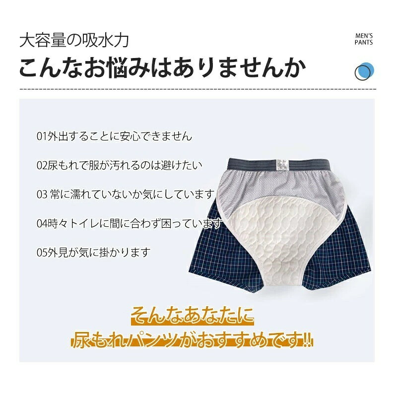 カフェインゼロの【8/19日迄〜P10倍+限定クーポン】 尿漏れパンツ 男性 メンズ 200cc 失禁パンツ 前後吸収帯 吸水パンツ 軽失禁パンツ ボクサーパンツ 消臭 抗菌 速乾 対策｜アングル3