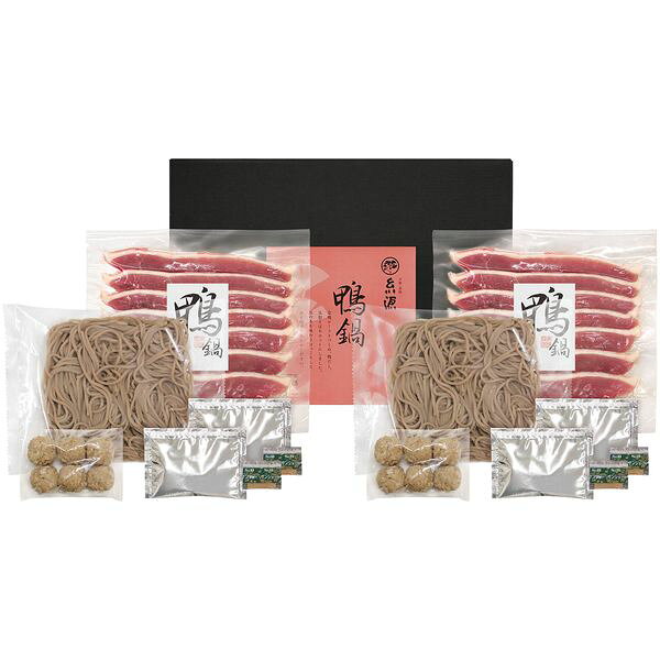 ポイント合鴨ロースとつくね、鴨だし、五割そばがセットになった鴨鍋です。お好みで野菜や豆腐などを加えてお楽しみください。使いやすい2人前ずつに分けて、お届けします。※写真はイメージです。内容・デザイン等変更になる場合があります。予めご了承ください。箱サイズ22×30×8cm現品サイズ・内容鴨鍋セット4人前【(合鴨ロース約130g・合鴨つくね6個・五割そば200g)×各2、(鴨だし濃縮スープ30g・山椒0.2g)×各4】重さ1140g製造生産地福岡県（合鴨ロース）、大阪府（合鴨つくね）、兵庫県（五割そば）、京都府（鴨だし濃縮スープ）、埼玉県（山椒）（加工地）賞味期間製造日より冷凍90日アレルゲン小麦・そば・卵・乳成分・ごま・大豆・鶏肉・豚肉備考出荷開始：11/9から 12月25日〜2027年1月6日 のお届けはできません。※「のし」や「包装」については、対応できる商品と対応できない商品がございます。ご購入前に、お気軽にお問い合わせください。通常、簡易包装に直に送り状を貼ってお送りいたします。【 京都センチュリーホテル 商品一覧】 京都糸源 ちいさなごはんのおとも KJ-RSR 京都糸源 鴨鍋 KF-INQ株式会社ヤバケイ 京都糸源 鴨鍋 KF-INQ ギフト グルメ 送料無料 【産直】【注意事項】メーカー直送の商品となりますので、「代金引換」払いは不可となります。ご了承ください。お届け先が、北海道、沖縄、離島になる場合、別途送料が必要になる場合がございます。