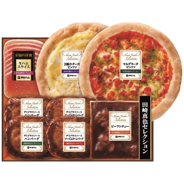 ポイント「田崎真也」おすすめの洋食ギフトです。低温でじっくり熟成したピザ生地が自慢のピザ2種と人気の洋食メニューを詰め合わせました。※写真はイメージです。内容・デザイン等変更になる場合があります。予めご了承ください。箱サイズ30.1×12.8×25.1cm現品サイズ・内容マルゲリータピッツァ264g(添付バジルソース9g)・3種のチーズピッツァ255g・ビーフシチュー180g・生ハムスライス45g各1個・ハンバーグ(デミグラスソース・デミグラスソースチーズ入り各2個・各120g)重さ1480g製造生産地日本製賞味期間製造日より冷凍約180日アレルゲン卵・乳成分・小麦備考※11月下旬よりお届けになります。 ※「のし」や「包装」については、対応できる商品と対応できない商品がございます。ご購入前に、お気軽にお問い合わせください。通常、簡易包装に直に送り状を貼ってお送りいたします。【伊藤ハム 商品一覧】伝承ギフト DKC-35 伝承ギフト DKS-35 伝承ギフト DKS-55 伝承献呈うす塩仕上げギフト GMU-36 伝承献呈うす塩仕上げギフト GMU-43 伝承献呈うす塩仕上げギフト GMU-77 伝承献呈ギフトセット GM-40 伝承献呈ギフトセット GM-400 伝承献呈ギフトセット GM-560 伝承献呈ギフトセット GM-57 伝承献呈ギフトセット GMF-42 伝承献呈ギフトセット IGM-30 伝承献呈ギフトセット IGM-300 伝承献呈ギフトセット IGM-508 伝承献呈ギフトセット TAV-39A 田崎真也セレクション クリームチーズ入りハンバーグギフト(キリクリームチーズ使用) CH-31 田崎真也セレクションギフト YO-480 田崎真也セレクションギフト YOP-48伊藤ハム 田崎真也セレクションギフト YOP-48 ギフト お歳暮 送料無料 【産直】【注意事項】メーカー直送の商品となりますので、「代金引換」払いは不可となります。ご了承ください。お届け先が、北海道、沖縄、離島になる場合、別途送料が必要になる場合がございます。