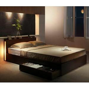 【ポイントUp4倍】スリムモダンライト付き収納ベッド Cozy Moon コージームーン スタンダードボンネルコイルマットレス付き ダブル[C1][00]