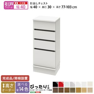 【素材】パーチクルボード【商品サイズ】W40×D30×H77~103cm【生産国】日本【カラー】ホワイト（艶有）シルバー（艶有） ミントグリーン（艶有） レッド（艶有） ブラック（艶有） マットホワイト（艶消） ホワイトシカモア木目（艶消） ライトアッシュ木目（艶消） ナチュラルオーク木目（艶消） ミディアムオーク木目（艶消） グレイウォルナット木目（艶消） セピアウォルナット木目（艶消） ブラックウォルナット木目（艶消） ダークオーク木目（艶消）【その他】完成品【引戸シリーズ】セミオーダーカウンター下収納ぴったりくん エンドコーナー・右置き：奥行25cm　／　奥行30cm　／　奥行35cm・左置き：奥行25cm　／　奥行30cm　／　奥行35cm【引戸シリーズ】セミオーダーカウンター下収納ぴったりくん キャビネット ・幅120cm：奥行25cm　／　奥行30cm　／　奥行35cm・幅160cm：奥行25cm　／　奥行30cm　／　奥行35cm・幅80cm：奥行25cm　／　奥行30cm　／　奥行35cm【引戸シリーズ】セミオーダーカウンター下収納ぴったりくん キャビネット(ポリカタイプ クリア) ・幅120cm：奥行25cm　／　奥行30cm　／　奥行35cm・幅160cm：奥行25cm　／　奥行30cm　／　奥行35cm・幅80cm：奥行25cm　／　奥行30cm　／　奥行35cm【引戸シリーズ】セミオーダーカウンター下収納ぴったりくん キャビネット(ポリカタイプ グレイ) ・幅120cm：奥行25cm　／　奥行30cm　／　奥行35cm・幅160cm：奥行25cm　／　奥行30cm　／　奥行35cm・幅80cm：奥行25cm　／　奥行30cm　／　奥行35cm【引戸シリーズ】セミオーダーカウンター下収納ぴったりくん キャビネット(ポリカタイプ ミスト) ・幅120cm：奥行25cm　／　奥行30cm　／　奥行35cm・幅160cm：奥行25cm　／　奥行30cm　／　奥行35cm・幅80cm：奥行25cm　／　奥行30cm　／　奥行35cm【引戸シリーズ】セミオーダーカウンター下収納ぴったりくん 引出しチェスト 奥行25cm　／　奥行30cm　／　奥行35cm【引戸シリーズ】セミオーダーカウンター下収納ぴったりくん 引出し付きインコーナー・右開き：奥行25cm　／　奥行30cm　／　奥行35cm・左開き：奥行25cm　／　奥行30cm　／　奥行35cm【扉シリーズ】セミオーダーカウンター下収納ぴったりくん エンドコーナー・右置き：奥行25cm　／　奥行30cm　／　奥行35cm・左置き：奥行25cm　／　奥行30cm　／　奥行35cm【扉シリーズ】セミオーダーカウンター下収納ぴったりくん キャビネット ・幅120cm：奥行25cm　／　奥行30cm　／　奥行35cm・幅160cm：奥行25cm　／　奥行30cm　／　奥行35cm・幅80cm：奥行25cm　／　奥行30cm　／　奥行35cm【扉シリーズ】セミオーダーカウンター下収納ぴったりくん 引出しチェスト 奥行25cm　／　奥行30cm　／　奥行35cm【扉シリーズ】セミオーダーカウンター下収納ぴったりくん 引出し付きインコーナー・右開き：奥行25cm　／　奥行30cm　／　奥行35cm・左開き：奥行25cm　／　奥行30cm　／　奥行35cm【引戸シリーズ】セミオーダーカウンター下収納ぴったりくん 引出しチェスト 奥行30cm 【注意事項】メーカー直送の商品となりますので、「代金引換」払いは不可となります。ご了承ください。お届け先が、北海道、沖縄、離島になる場合、別途送料が必要になる場合がございます。