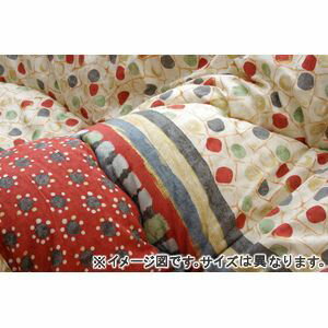こたつ厚掛け布団単品 『クレージュ』 国内プリント ネイビー (裏地:フランネル) 約205×245cm