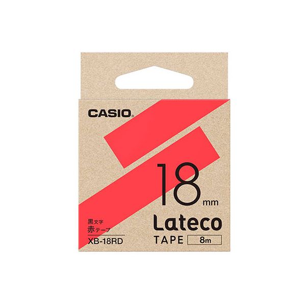 【5個セット】 カシオ計算機 Lateco 詰め替え用テープ 18mm 赤テープ 黒文字 XB-18RDX5[21]