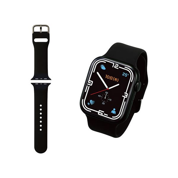 エレコム Apple Watch用シリコンバンド 45/44/42mm ブラック AW-45BDSCBK[21]