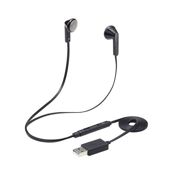 エレコム イヤホン インナーイヤー USB 両耳 セミオープン ミュートスイッチ付き インラインコントローラー ブラック PS4/5 NINTENDO SWITCH HS-EP19UBK[21]
