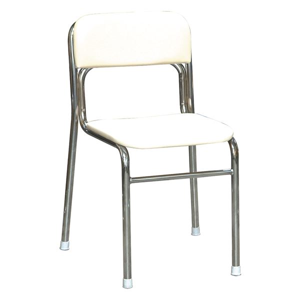 軽量 スタッキングチェア 【5脚セット ホワイト×クロムメッキ 幅46cm 重さ4.7kg】 日本製 防汚仕様 ス..
