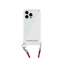 PHONECKLACE ロープショルダーストラップ付きクリアケース for iPhone 13 Pro ダークレッド PN21605i13PRD[21]