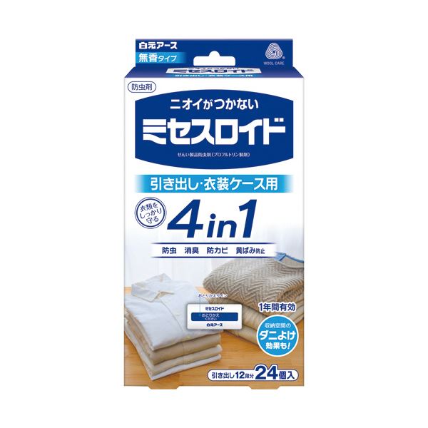 （まとめ）白元アース ミセスロイド 引き出し用1年防虫 1パック(24個)【×3セット】[21]