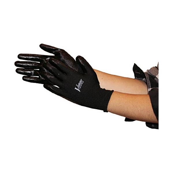 (まとめ) おたふく手袋 ニトリル背抜き手袋 ブラック L A-32-BK-L 1双 【×10セット】[21]