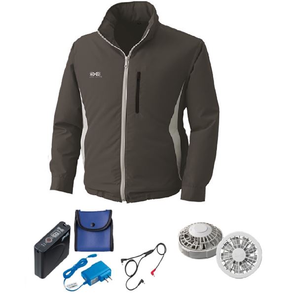 KU90520 空調服 R ポリエステル製フード付き FAN2200G・RD9261・LISUPER1セット チャコール LL[21]