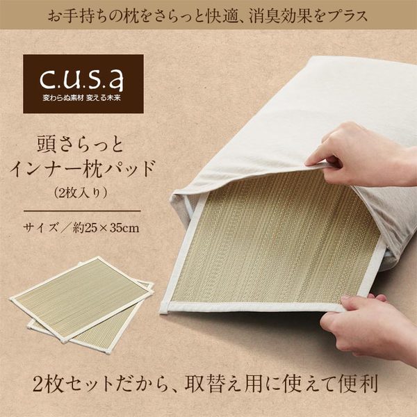 枕パッド シート 消臭 約25×35cm 2枚入り ナチュラル【代引不可】[21]