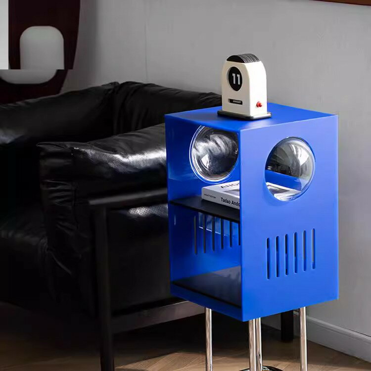 【最大20％OFF+P5倍】 CAGUUU モダンロボットデザイン サイドテーブル ナイトテーブル アクリル製ミニキャビネット 多用途収納家具 おしゃれなベッドサイド収納