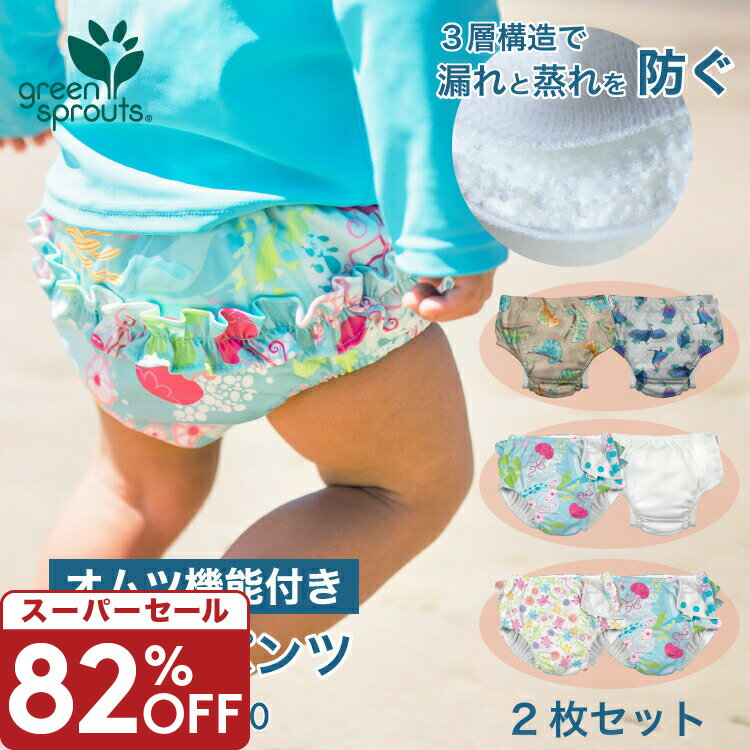 【スーパーセール 82%OFF】【2枚セット】 オムツ機能付き 水遊びパンツ ベビー 水着 男の子 女の子 90 80 70 ベビー水着 赤ちゃん 水着 水遊び おむつ オムツ 水遊び用オムツ ベビースイミング uv スイミング 海 プール アイプレイ i play. green sproutsのサムネイル