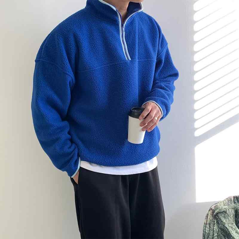 メンズ 大きいサイズ おしゃれ シンプル プラスサイズ スウェットシャツ ジャケット メンズ 秋 カジュアル ファッション 厚手 ゆったり 多用途 ハーフ ジップ フリース トップスス