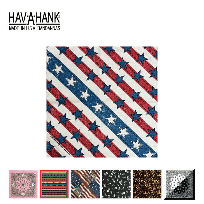 ハバハンク HAV-A-HANK バンダナ 単品 アメリカ製 アメリカン 綿100% 大判 アメリカ国旗 ペイズリー柄 ..