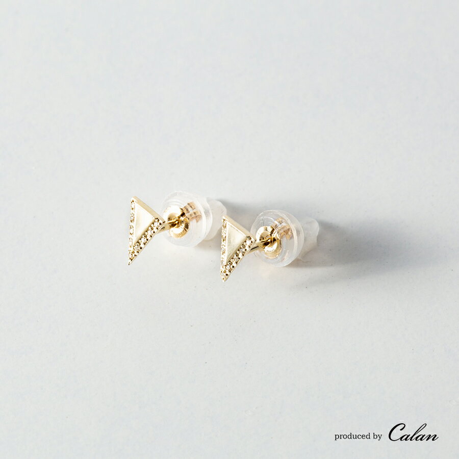 Rakuten - K10YG ダイヤモンドピアス 0.02ct 日本製 ピラミッド スタッドピアス 日本製 レディース ピアス 10金 イエローゴールド 可愛い ジュエリー シンプル 華奢 繊細 ボックス 紙袋 保証書付き 本物 大人 プチピアス 小さめ