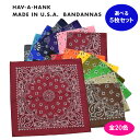 ＼楽天ランキング1位獲得／ 1枚560円 ハバハンク HAV-A-HANK バンダナ5枚セット お得 まとめ買い アメリカ製 ペイズリー メンズ レディース ユニセックス 男女兼用 MADE IN USA 綿100％ コットン 大判 ハンカチ 三角巾 アウトドア レジャー スカーフ メール便 送料無料