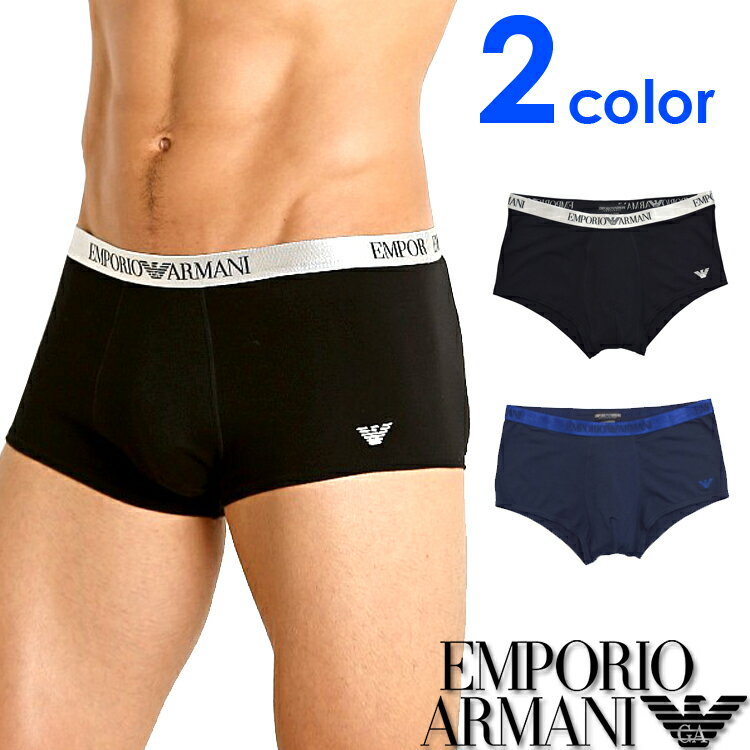 エンポリオ・アルマーニ 【SALE 40%OFF】EMPORIO ARMANI エンポリオアルマーニ メンズ コットン ボクサーパンツ ブラック ネイビー イーグルマーク トランクス S M L XL おしゃれ ブランド 大きいサイズ 【あす楽】 [1118429p512]