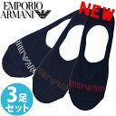EMPORIO ARMANI エンポリオアルマーニ メンズ 靴下 フットカバー 3足セット ロゴ ショートソックス ネイビー S M おしゃれ ブランド 大きいサイズ  