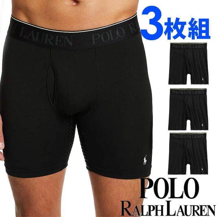 Polo Ralph Lauren 【SALE 30%OFF】POLO RALPH LAUREN ポロ ラルフローレン メンズ メッシュー 4D FLEX AIR ロング丈 ボクサーパンツ 3枚セット ブラック polo ロゴ トランクス S M L XL おしゃれ ブランド 大きいサイズ [送料無料] 【あす楽】 [l5lbp3rp01]