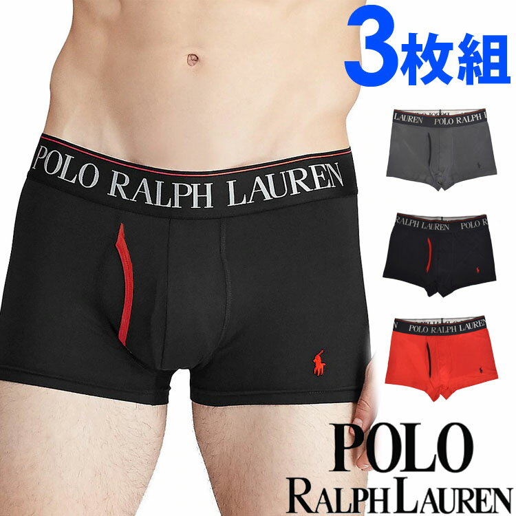 【閉店セール40%OFF】【6/11(火)まで】POLO RALPH LAUREN ポロ ラルフローレン メンズ COOL クール マイクロファイバー ショートボクサーパンツ 3枚セット ブラック レッド グレー トランクス おしゃれ ブランド 大きいサイズ [lbtrp39ce]