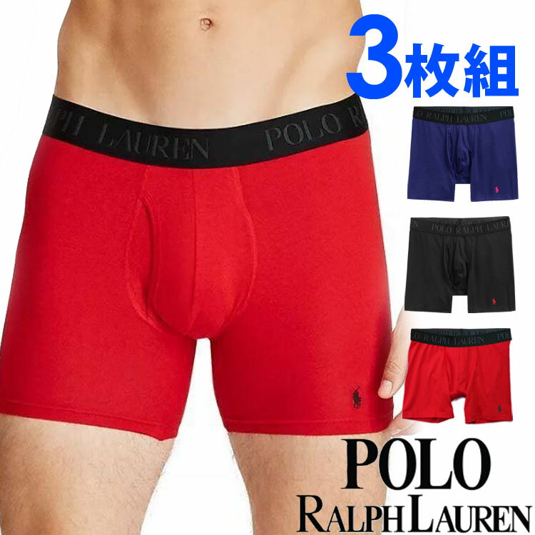 【SALE 30%OFF】POLO RALPH LAUREN ポロ ラルフローレン メンズ LUX コットン モダール 4D FLEX ボクサーパンツ 3枚セット ネイビー、レッド、ブルー polo ロゴ トランクス S M L XL おしゃれ ブランド 大きいサイズ [送料無料] 【あす楽】[lfbbp3q7t]