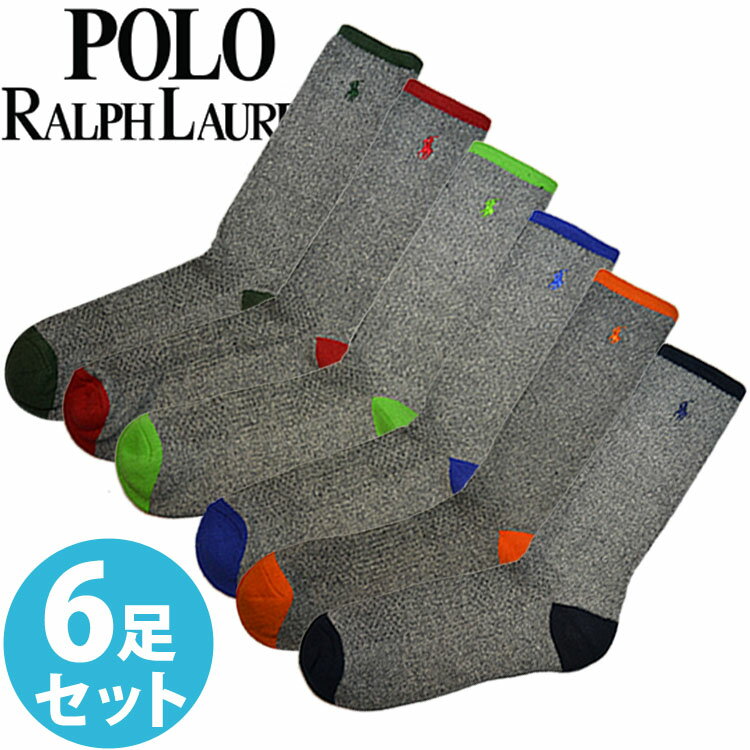 楽天シンデレラ【SALE 40％OFF】【送料無料】POLO RALPH LAUREN ポロ ラルフローレン メンズ 靴下 リブ ハイソックス 6足セット 6足組靴下 [821008PK2ast]