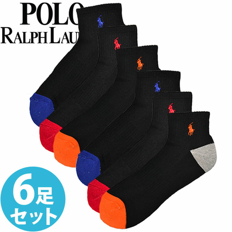 ラルフローレン 靴下 メンズ 【閉店セール40%OFF】【6/11(火)まで】【送料無料】POLO RALPH LAUREN ポロ ラルフローレン メンズ 靴下 アーチサポート ソックス 6足セット[824006PK4BKAST]