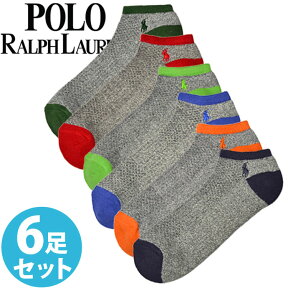 【SALE 40%OFF】POLO RALPH LAUREN ポロ ラルフローレン メンズ ポロプレイヤー ショート ソックス グレー 6足セット [827008pk2asst]【楽ギフ_包装】[あす楽]