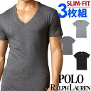 【SALE 30%OFF】POLO RALPH LAUREN ポロ ラルフローレン メンズ スリムフィット コットン Vネック 半袖 Tシャツ 3枚セット ブラック ダークグレー ライトグレー polo ロゴ S M L XL おしゃれ ブランド 大きいサイズ【あす楽】[RSVNP3/LSVN/p6469od]