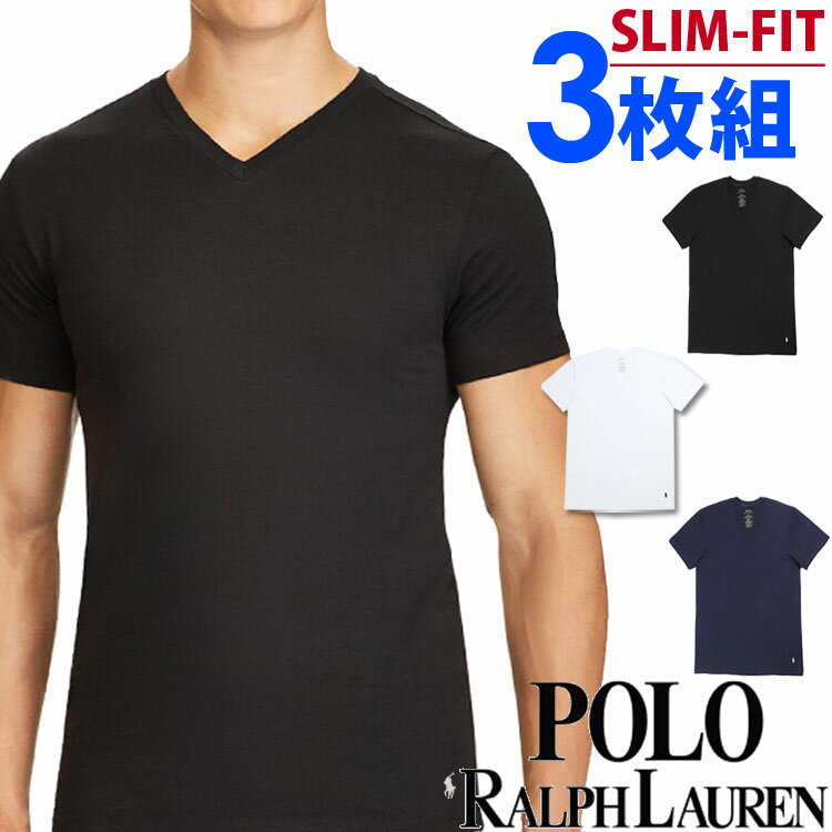 【SALE 30%OFF】POLO RALPH LAUREN ポロ ラルフローレン メンズ スリムフィット コットン Vネック 半袖 Tシャツ 3枚セット ネイビー ブラック ホワイト polo ロゴ S M L XL おしゃれ ブランド 大きいサイズ【あす楽】[RSVNP3/LSVN/p646u5o]