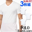 POLORALPHLAURENポロラルフローレンメンズスリムフィットコットンＶネック半袖Tシャツ3枚セット[ホワイト/白][S/M][ポロ・ラルフローレンラルフローレンtシャツ下着肌着アンダーウエアインナー][5,250円以上で送料無料][RL66W]大きいサイズ