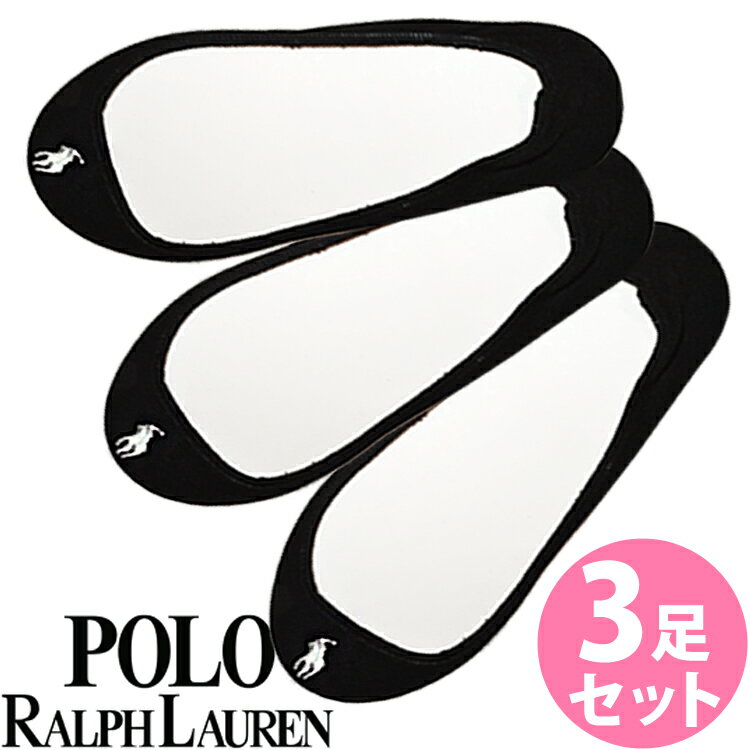 【SALE 40%OFF】【送料無料】POLO RALPH LAUREN ポロ ラルフローレン レディース フットカバー インナーソックス　黒/ブラック アソート 3足セット[23.0cm-26.5cm][ショートソックス くるぶし 浅履き パンプスソックス 靴下 女性用 3足組][送料無料][7380PKBK]ブランド